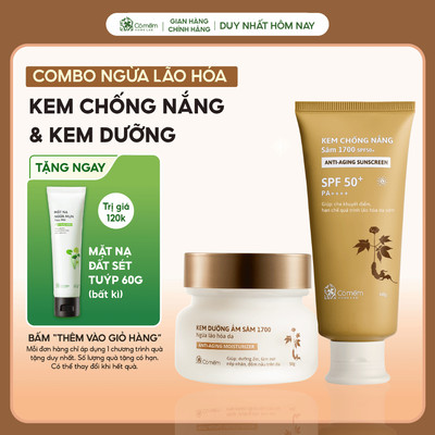 Combo Kem Chống Nắng Kem Dưỡng Sâm Ngừa Lão Hoá Giúp Mờ Nếp Nhăn Và Đốm Nâu - Quà 20/10 Ý Nghĩa Cỏ Mềm