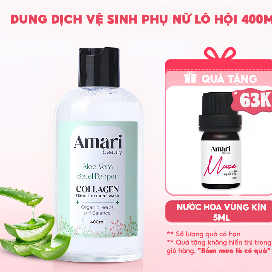 Dung Dịch Vệ Sinh Cho Nữ Amari Beauty Collagen Giúp Làm Sạch, Cân Bằng pH, Khử Mùi- 400ml