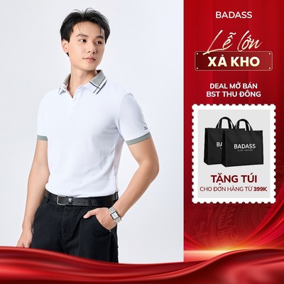 Áo Polo Nam BADASS Cotton Pique Ngắn Tay Regular Fit Phối Cổ Thanh Lịch Thoáng Mát Thấm Hút POHTK726