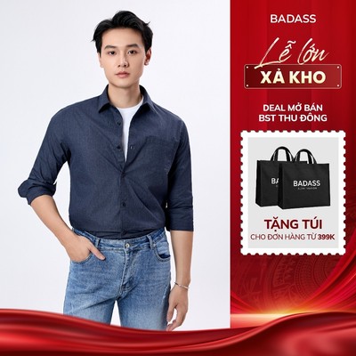 Áo Sơ Mi Nam Dài Tay BADASS Cotton Trơn Form Regular Thoáng Mát Chống Nhăn Trẻ Trung STDTK701