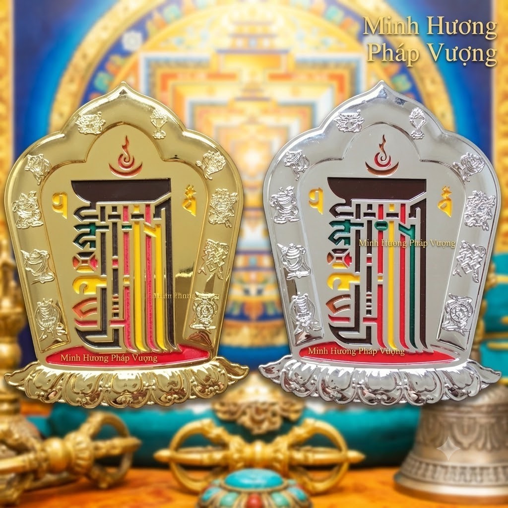Thời luân kim cang Kalachakra 3D Thập tự tại, dập nổi cực kỳ đẹp toả hào quang Minh Hương Pháp Vượng