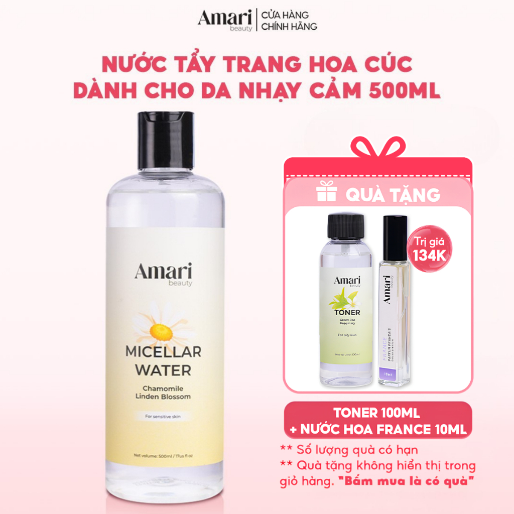 Nước Tẩy Trang Amari Beauty  Tẩy Trang Làm Sạch Da, Bã Nhờn 500ml