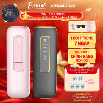 Máy triệt lông lạnh IPL Emmie Unlimited EM520 Đầu Đá Sapphire Ice Hỗ Trợ Chăm Sóc Da - Hỗ Trợ Làm Mịn Da Toàn Thân