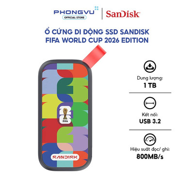 Ổ cứng di động SSD SanDisk FIFA World Cup 2026 Edition 1TB, 800MB/s, USB 3.2 gen 2 (SDSSDE30F-1T00-G25) -Bảo hành 36T