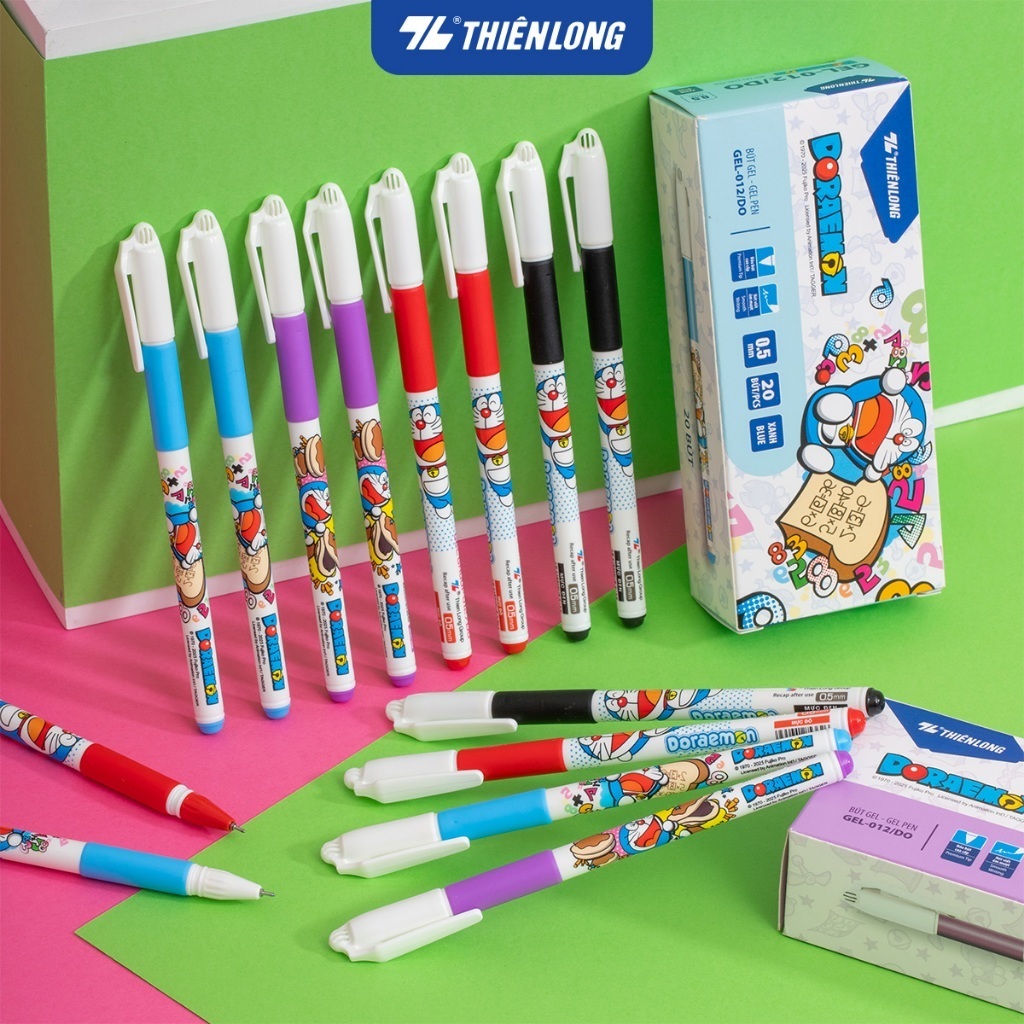 Combo 5/10/20 bút gel Doraemon Thiên Long GEL-012/DO ngòi 0.5mm - Bút gel Thiên Long mực xanh/đỏ/đen
