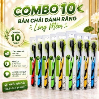 Set 10 bàn chải đánh răng bossi 921 - bàn chải than tre than hoạt tính siêu sỉ