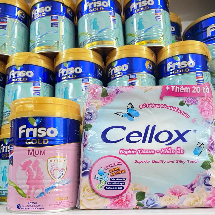 Tặng khăn giấy - Sữa bầu Friso gold Mum hương cam lon 400g date 9.2027