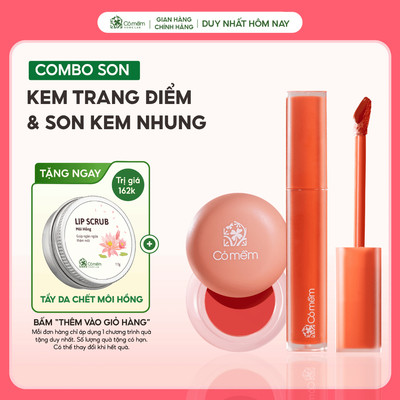 Combo Trang Điểm Tự Nhiên Son Kem Nhung Lì Mượt Không Silicon Và Kem Trang Điểm Cỏ Mềm