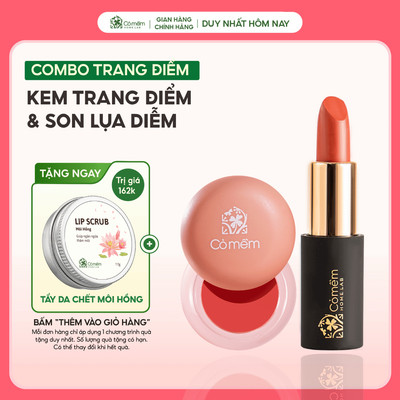 Combo Trang Điểm Tự Nhiên Son Lụa Diễm Mọng Mướt Kem Trang Điểm Thuỷ Tinh Đa Năng Cỏ Mềm