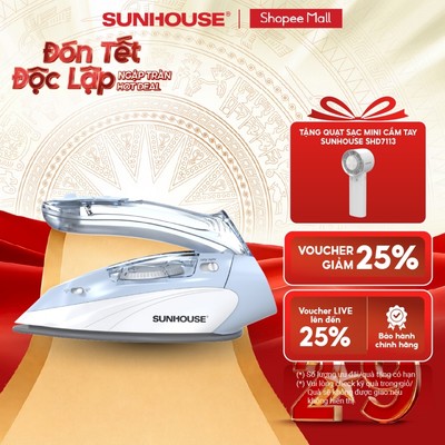 Bàn là hơi cầm tay Sunhouse SHD2171 - Tay cầm gấp gọn - 5 chế độ là - Tùy chỉnh điện áp 120V - 240V  - Mặt là Ceramic