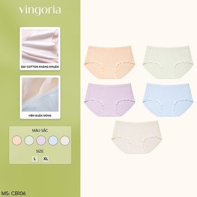 Combo 5 quần lót nữ cotton VINGO/VINGORIA phối viền ren kháng khuẩn CB106