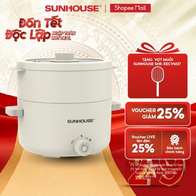 Nồi điện mini đa năng 2.0L Sunhouse SHD4517 - Đa năng 4in1 - Lòng nồi chống dính Ceramic - Gia nhiệt trực tiếp