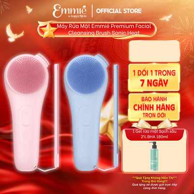 Máy rửa mặt Emmie Premium Facial Brush Massager Sonic Heat Bản Nâng Cấp Hỗ Trợ Làm Sạch Da Tặng 1 Gel Sạch sâu 2% BHA