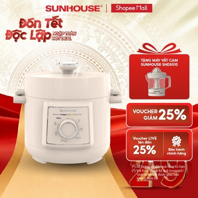 Nồi áp suất điện đa năng 2.5L Sunhouse SHD1520  - Lòng nồi hợp kim nhôm - Đa chức năng nấu - Xả áp bằng nút ấn