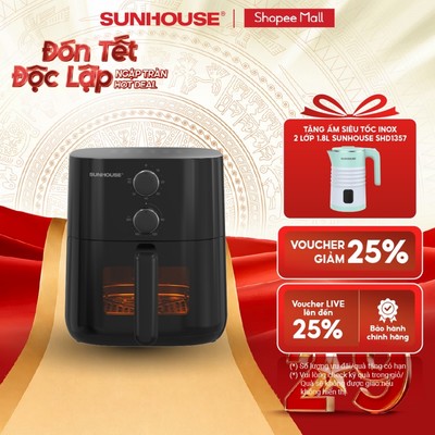 Nồi chiên không dầu 5,5L Sunhouse SHD4013 - Công suất 1500W - Cửa sổ khoang chiên trong suốt