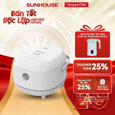 Nồi cơm điện tử 1L Sunhouse SHD8803 - Dung tích nhỏ phù hợp 1-2 người - Lòng nồi inox cao cấp - Tích hợp hẹn giờ