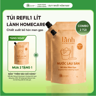 [MUA 2 TẶNG 1] Combo 2 Túi Nước Lau Nhà Lau Bếp Rửa Tay Rửa Bát Lành HomeCare Chăm Sóc Nhà Cửa Cỏ Mềm 1 Lít