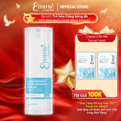 Serum dưỡng da Emmie by Happy Skin Luminboost 10% Mandelic Acid Hỗ Trợ Dưỡng Sáng Chai 30ml TẶNG 2 Mask Tencel