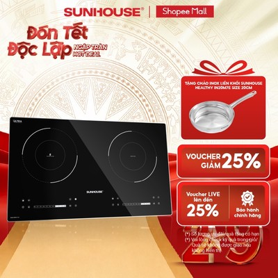 Bếp đôi điện từ hồng ngoại Sunhouse SHB81011-EC - Booster nấu nhanh - Bảo hành 3 năm