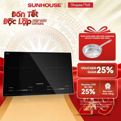 Bếp đôi điện từ Sunhouse SHB81032-EC - Bảo hành 3 năm -  Mặt kính cao cấp Ultra Vitro Ceramic
