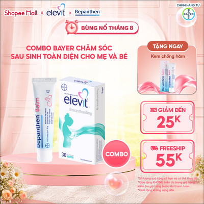 Combo chăm sóc cho mẹ, bảo vệ cho bé: 1 hộp Elevit Breastfeeding và 1 tuýp kem Bepanthen Balm 30g