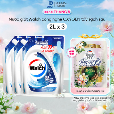 Combo 3 Túi Nước giặt Walch 2L Tặng 1 Chai Nước Vải Khử Mùi, Kháng Khuẩn, Sạch, Mùi Thơm Lâu
