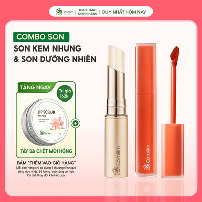 Combo Son Kem Nhung Và Son Dưỡng Nhiên Không Silicon Cỏ Mềm