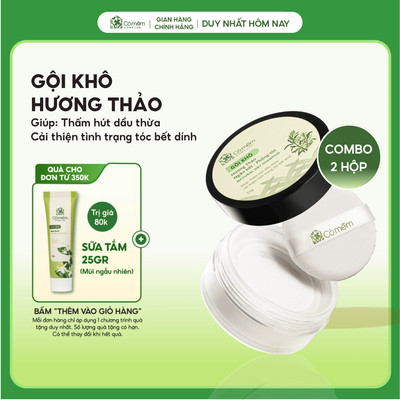 Combo 2 Bột Gội Khô Hương Thảo Sạch Dầu Ngăn Bết Phồng Tóc Cho Mái Tóc Thơm Sạch Bồng Bềnh Cỏ Mềm