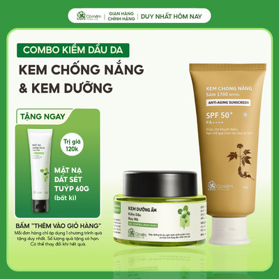 Bộ Đôi Kem Chống Nắng Và Kem Dưỡng Rau Má Kiềm Dầu Giảm Mụn Cỏ Mềm