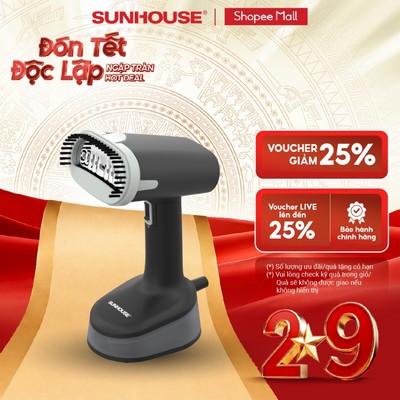 Bàn là hơi cầm tay Sunhouse SHD2177 - Đầu ủi gập linh hoạt - Công suất 1250W - 2 chế độ phun hơi phù hợp mọi loại vải