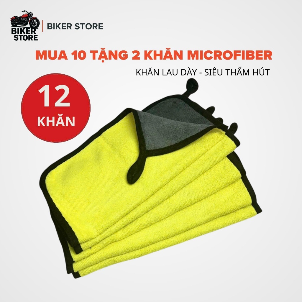 [Mua 10 tặng 2] Combo 10 khăn lau đa năng vàng xám 30x30 dùng lau xe, lau bếp, cửa kính, lau dọn nhà cửa