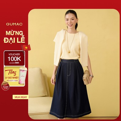 Chân váy nữ GUMAC form A viền chỉ có túi sườn  VF10047