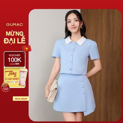 Set lẻ Áo dáng lửng phối cổ  AF07053 - Chân váy nữ GUMAC A  VF07052