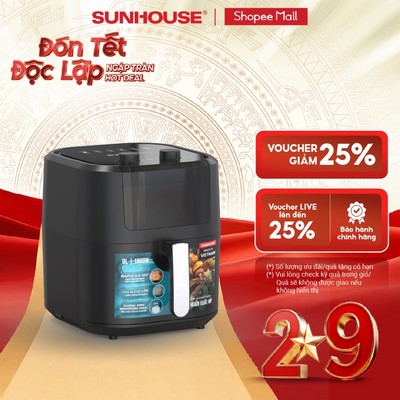 Nồi chiên không dầu 9L Sunhouse SHD4037 - Công nghệ Rapid Air 360 độ - Chống dính Whitford siêu bền