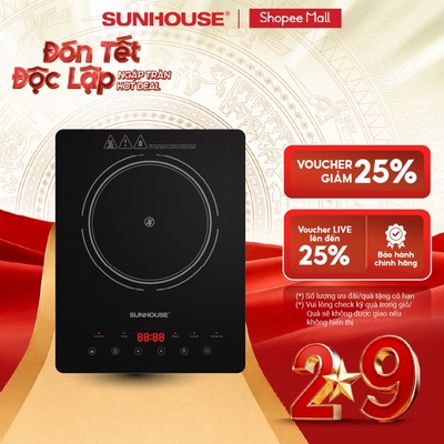Bếp hồng ngoại cảm ứng Sunhouse SHD6007A - 10 mức nhiệt tùy chỉnh - Công suất 2000W - Mặt kính pha lê