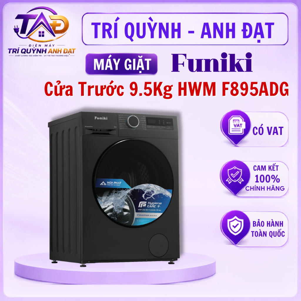 Máy Giặt Cửa Ngang Funiki 9.5KG HWM F895ADG 15 Chương Trình Giặt Bảo Hành 24 Tháng Toàn Quốc