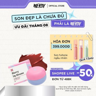 Son Kem Bùn kiêm Má Hồng Kết Cấu Bơ Mịn Lì Dạng Hũ Merzy Blurry Lip & Cheek Mousse 6g