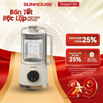 Máy làm sữa hạt đa năng Sunhouse SHD5262 - Tích hợp lồng chống ồn - 6 chức năng - Tự động làm sạch - Hẹn giờ tới 12h