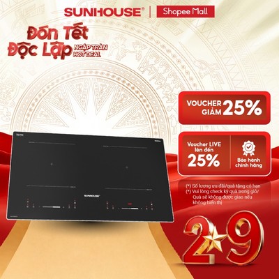 Bếp đôi điện từ Sunhouse SHB82322EC - Mặt kính cao cấp Ultra Vitro Ceramic  - Đa tính năng - Tích hợp Inverter