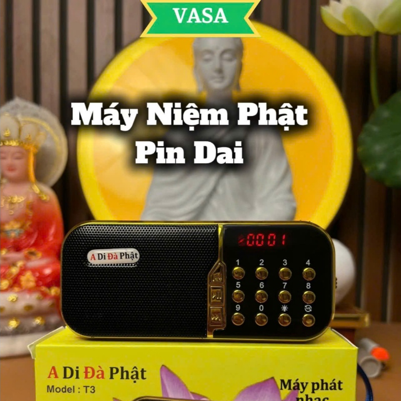 Máy Niệm Phật VASA Mẫu T3, Có Đèn Pin, Khe Gắn Thẻ, Pin Dai