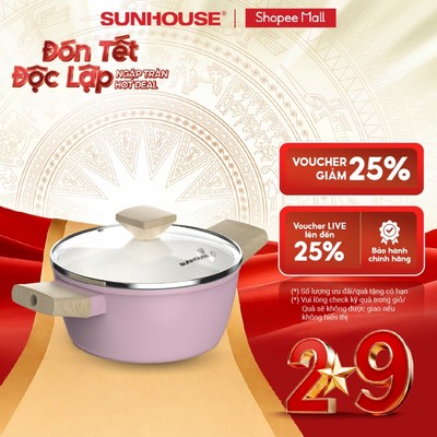 Nồi phủ sứ Nano đáy từ Sunhouse Healthy SHG7979MP-20-24 - Chống dính Nano Ceramic - Dùng mọi loại bếp