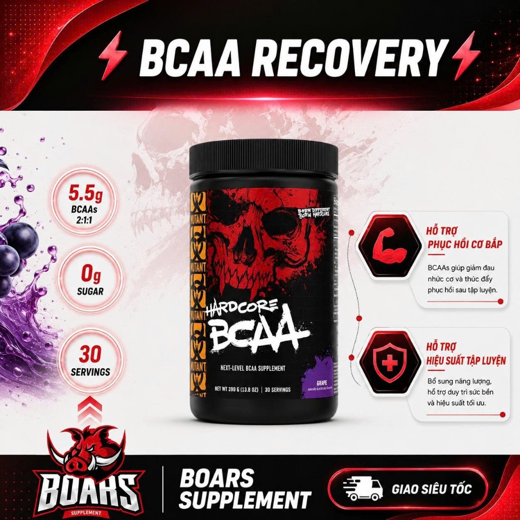 Mutant Hardcore BCAA Amino Acid Dạng Bột Cho Người Tập Thể Hình
