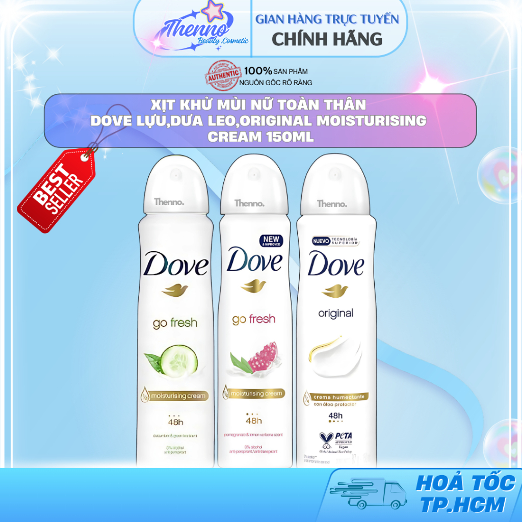 Xịt Khử Mùi Nữ Toàn Thân Dove Lựu,Dưa Leo,Original Moisturising Cream 150ml - 250ml - Hàng Mỹ