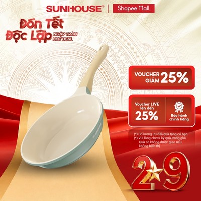 Chảo chống dính đáy từ Sunhouse SHG20-26-28EC - Công nghệ đúc nguyên khối - Chống dính 2 lớp - Sử dụng mọi loại bếp