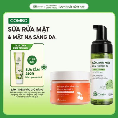 Combo Làm Sạch Da Làm Sáng Da Bọt Rửa Mặt Mặt Nạ Bùn Cỏ Mềm