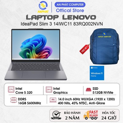 Laptop Lenovo IdeaPad Slim 3 14IWC11 83RQ002NVN, Core 5 320, 16GB RAM, 512GB SSD, 14.0 FHD+ IPS, Win11
