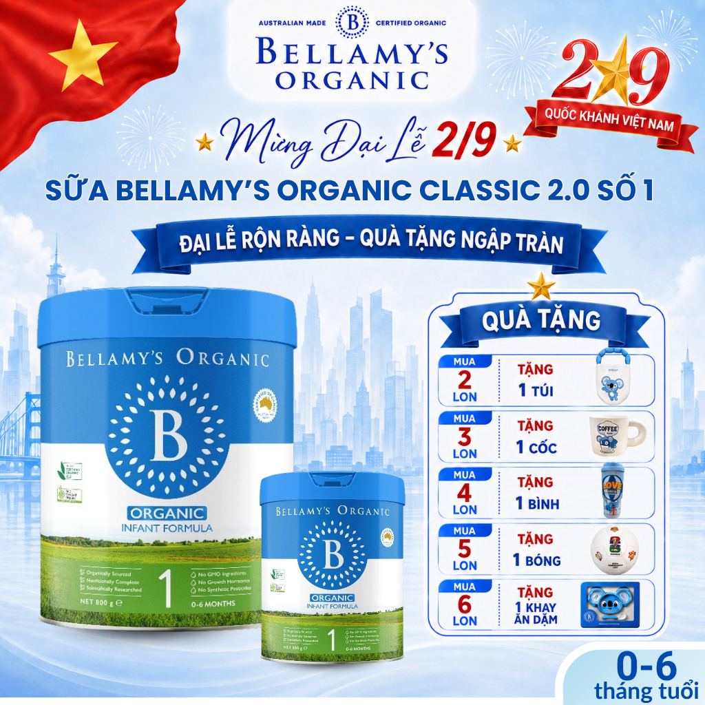 Sữa Bellamy's Organic 8HMO Số 1 –  Tăng Cường Miễn Dịch, Cân bằng đường ruột - Bellamy's organic