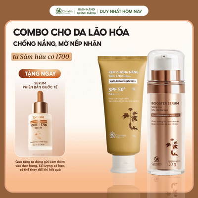 Combo Dưỡng Da Booster Serum Căng Mịn & Kem Chống Nắng Thiên Nhiên SPF50+ PA+++ Cỏ Mềm