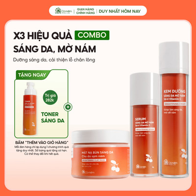 Bộ Chăm Sóc Da 3 Bước Dưỡng Sáng Da Mờ Thâm Nám Tàn Nhang Sơ-ri Vitamin C Cỏ Mềm