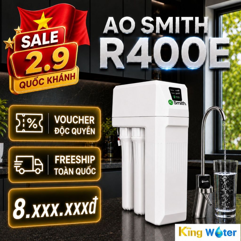 Máy Lọc Nước AO Smith R400E - Máy Lọc Để Gầm Không Bình Chứa, Lọc Nước RO Chính Hãng Aosmith
